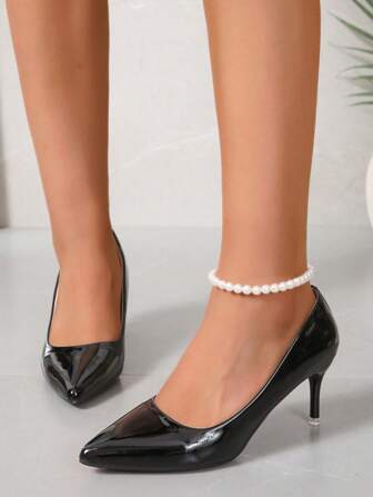 秋冬女士经典简约7厘米尖头细高跟鞋，优雅百搭，适合婚礼、派对、宴会、办公场合穿着。