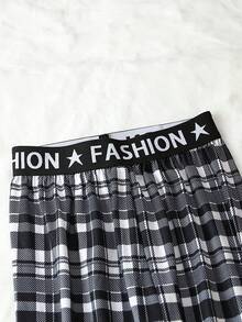Tween Boy 2pcs Plaid & Letter Graphic Sleep Pants - Multicolor - View 8