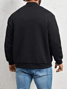 Manfinity Homme 男款字母圖案鈕扣式下肩棒球外套 - 黑色 - 查看 2