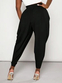 Slaydiva Solid Ruched Drop Crotch Pants - Black - View 3