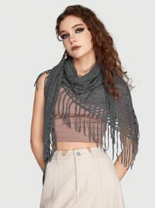 ROMWE Grunge Punk 1 Pieza Bufanda Triangular (estilo De Tierra Baldía Milenario) - Gris Oscuro - Ver 4