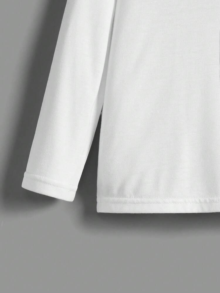 Boys' Solid Color Turtleneck Long Sleeve Casual Versatile T-Shirt