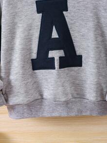 SHEIN Young Boy Letter Graphic Contrast Panel Sweatshirt - Multicolor - View 5