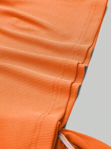 Aveloria 單肩荷葉邊褶邊短款上衣 - 橘色 - 查看 3