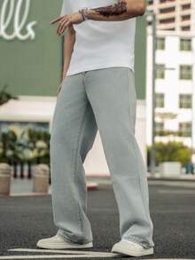 Manfinity Nam Túi nghiêng Quần legging thẳng - Màu xanh nhạt - Xem 6