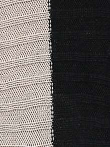 SHEIN LUNE Two Tone Turtleneck Wrap Cross Asymmetrical Hem Sweater - Black - View 3