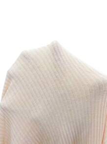 SHEIN Unity 缺口領拼接邊插肩袖短款T恤 - 杏色 - 查看 7