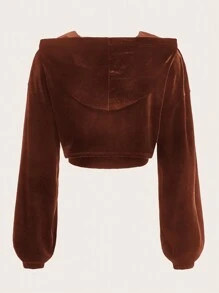 SHEIN EZwear 大码水钻骷髅图案落肩卫衣和吊带背心 - 摩卡棕 - 查看 2