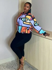 Slaydiva 大碼撞色拉鏈開襟飛行員夾克 - 彩色 - 查看 5