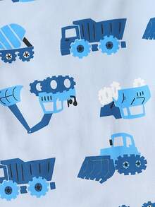 Tween Boy Car Print Tee & Pants PJ Set - Baby Blue - View 4