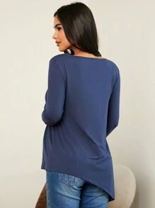 SHEIN Maternidad Camiseta unicolor amamantamiento - Burdeos - Ver 2