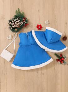 Bebé niña Vestido con forro teddy con capucha & Abrigo capa - Multicolor - Ver 2