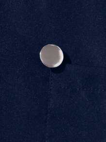 Teen Girl Button Front Overall Dress - Navy Blue - View 4