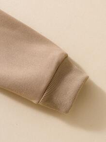 SHEIN 少女熊猫印花休闲卫衣，春秋季 - 卡其色 - 查看 5