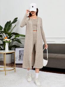 SHEIN 青少年女孩素色背心上衣&騎行褲&外套