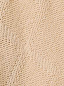 Teen Boy Plaid Pattern Shawl Collar Cable Knit Cardigan