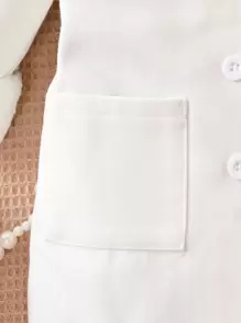 Baby Girl Bow Front Dual Pocket Overcoat - White - View 3