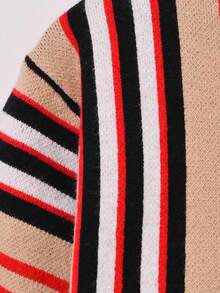 SHEIN 女小童塊狀條紋圖案小高領套頭毛衣 - 彩色 - 查看 6