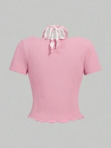 ROMWE Kawaii 撞色木耳邊T恤 - 彩色 - 查看 6