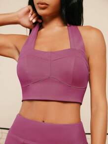 VARSITIE Sports Tennis Basic Chest Cup With TANK TOP AND SKIRT SET - Hot Pink - View 5