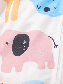 SHEIN Young Girl Cartoon Graphic Hoodie & Sweatpants - Multicolor - View 5