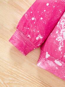 SHEIN Young Girl Letter & Heart Print Sweatshirt - Pink - View 4