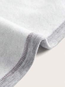 SHEIN EZwear 字母圖案落肩袖短款連帽衫 - 灰色 - 查看 3