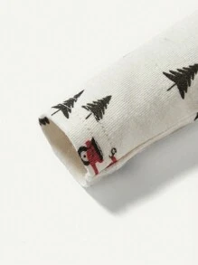 Snug Fit Baby Boy Pajamas Electric Vehicle Patterned Round Neck Long Sleeved Top And Pants Set - Apricot - View 4