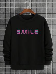 Nam Chữ cái & Đồ họa hoạt hình Lót nhiệt Áo nỉ - màu đen - Xem 2