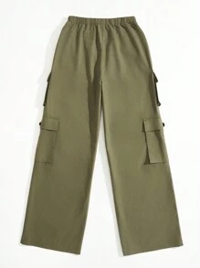 SHEIN EZwear Flap Pocket Side Cargo Pants