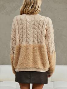 SHEIN Unity Xoắn Dan Thả vai 	
Fuzzy Bảng Áo len - Lạc đà - Xem 2