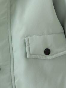 SHEIN 男小童毛茸邊毛絨內襯連帽外套無毛衣 - 綠色 - 查看 6