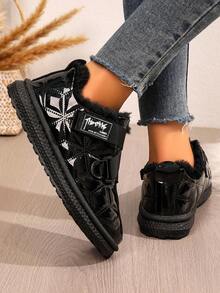 Women's Fashionable All-match Snow Boots - Black - View 2