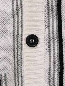 Teen Boy Striped Pattern Button Front Cardigan