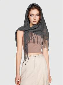 ROMWE Grunge Punk 1 Pieza Bufanda Triangular (estilo De Tierra Baldía Milenario) - Gris Oscuro - Ver 1