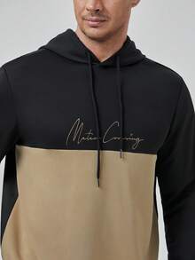 EASEVO Nam Plus Đồ họa Chữ cái Khối màu Dây rút Hoodie - Nhiều màu - Xem 6