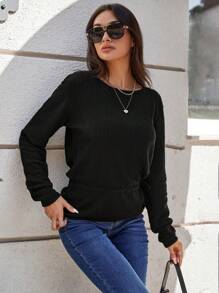 RueChic Blouse Unicolore À Nœud