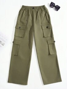 SHEIN EZwear Flap Pocket Side Cargo Pants
