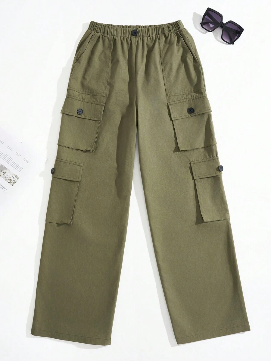 SHEIN EZwear Flap Pocket Side Cargo Pants