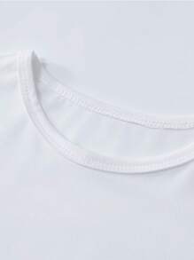 Young Girl Cartoon Butterfly Print Short Sleeve T-Shirt - White - View 5