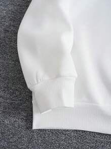 Manfinity Dauomo Men Letter Graphic Drawstring Thermal Lined Hoodie - White - View 5