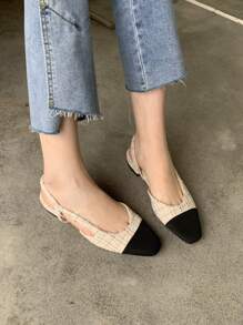Zapatos de mujeres plano sin cordones con trasero con tira