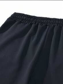 男士表情印花运动衫和抽绳腰运动裤，适合万圣节和秋季服装 - 黑色 - 查看 10