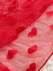 Snug Zone Camisón largo de vestido con estampado de corazón en malla - Rojo - Ver 7