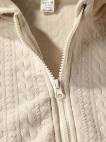 SHEIN Tween Girl Letter Graphic Zip Up Hooded Jacket & Sweatpants - Grey - View 6