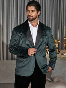 Manfinity AFTRDRK Men Plus Shawl Collar Velvet Blazer