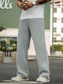 Manfinity Nam Túi nghiêng Quần legging thẳng - Màu xanh nhạt - Xem 5