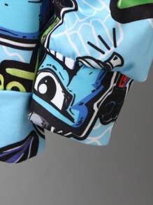 SHEIN Tween Boy Pop Art Print Hooded Sweatshirt - Multicolor - View 4