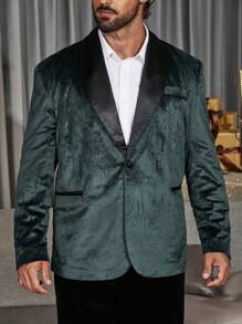 Manfinity AFTRDRK Men Plus Shawl Collar Velvet Blazer