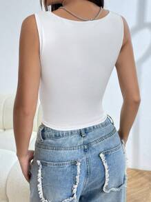 SHEIN EZwear 白色雙層無痕實心短袖上衣